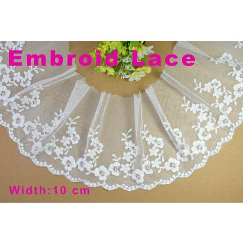 10cm width Cotton embroid lace sewing ribbon guipure trim or fabric warp knitting DIY Garment Accessories free shipping#3045