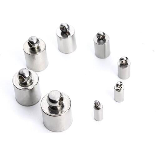 20pcs Stainless Steel 2/2.5/3/4/5/6/7/8mm Silver Tone End Caps Crimp Beads Covers Connectors for DIY Jewelry Making Findings