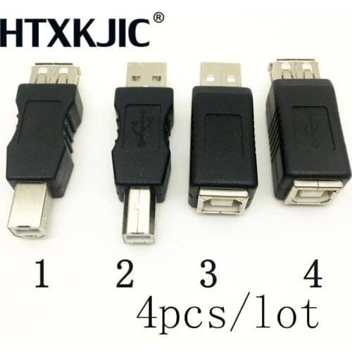 4pcs Printer USB Connector USB 2.0 Type A Female To USB B Male Adapter Gender Changer Connector Converter