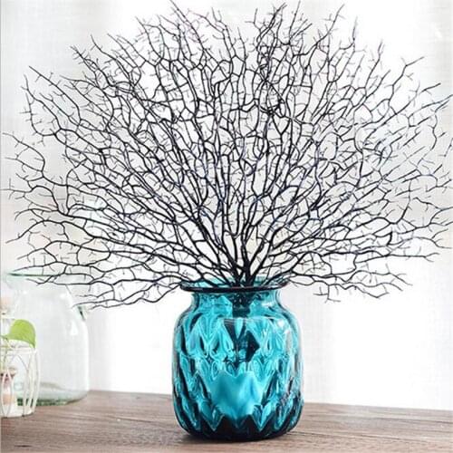 45cm plastic Artificial Tree Branch White Coral Wedding Decorations plant Home Artificial Peacock Coral Dried Branch fake plant