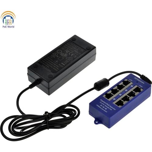 48V PoE Junctor Power Adapter with Passive PoE Connector Kit 802.3af POE Injector for 4 IP Cameras CCTV Wifi AP