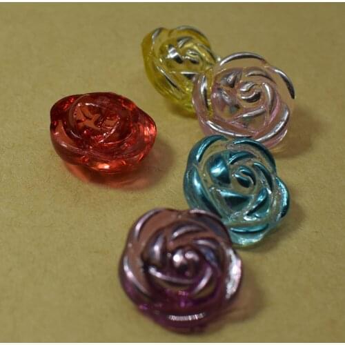 50PCS Mix Color Transparent Rose Shirt Buttons Apparel Supplies Sewing Accessories13mm Craft Scrapbooking Clothing Accessories