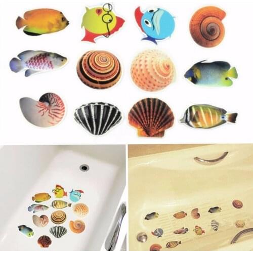 6pcs/lot Bathtub Anti-slip Fish Stickers Kid Shower Safety Stickers Cute Cartoon Wall Stickers Bathroom Decoration