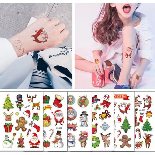 6pcs Navidad Gifts Disposable Tattoo Stickers Ornaments Christmas Decorations New Year 2020 Kids Gifts Kerst Natal Decor Noel