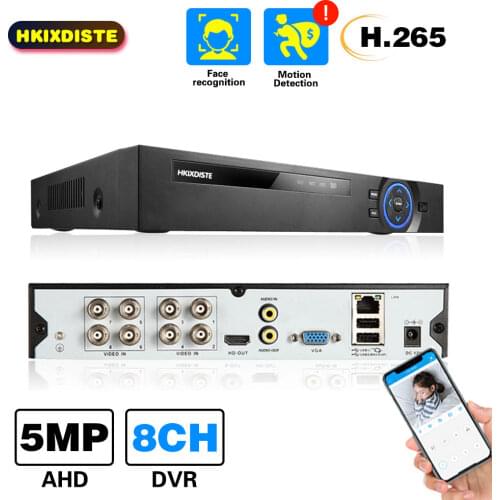 8CH AHD Video Recorder H.265+ 5MP 4MP 1080P 8 Channel 5 in 1 Hybrid DVR Wifi XVi TVi CVI IP NVR For Home CCTV Cameras