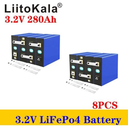 8pcs LiitoKala 3.2v 280ah Lifepo4 Rechargeable Battery Lithium Iron Phosphate Solar Cell 12v 24v 280ah Grade A Lifepo4 Cell Tax