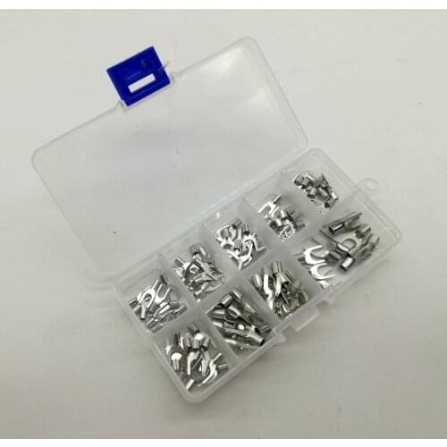 9 kinds Cold naked terminal Non-Insulated Ring Fork Y-type Terminals Assortment Kit Cable Wire Connector Crimp Spade