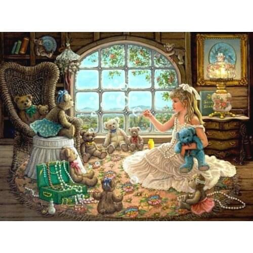 Diy Diamond painting Girl and doll full Drill Diamond embroidery sale Rhinestone 5D diamond mosaic needlework home decor E1493