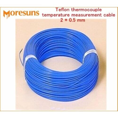 Free Ship 20M/lot K Type Blue THERMO-COUPLE WIRE Thermocouple Thermocouple Temperature Measurement Cable 2*0.5mm