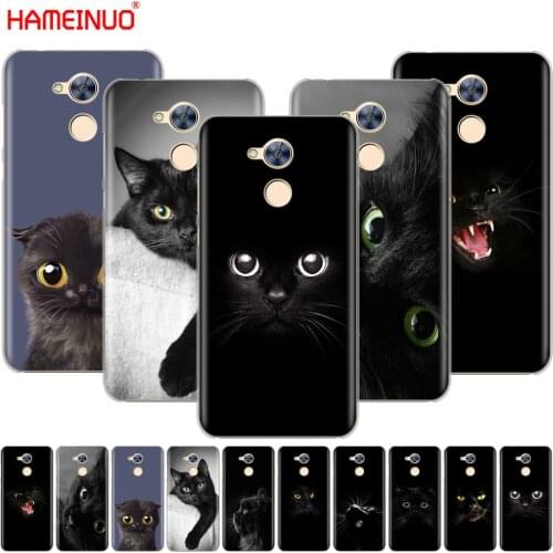 HAMEINUO Black Cat Staring Eye On Cover phone Case for Huawei Honor 10 V10 4A 5A 6A 7A 6C 6X 7X 8 9 LITE