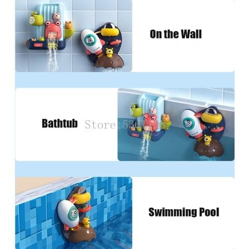 Baby Bath Toys Shower with Frog Space Capsule Waterwheel Interactive Toys Pipeline Water Spray Bathtub Bathroom Toy For Children
