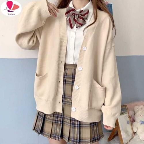 Cardigan Women Solid Oversize Harajuku Loose Sweaters Student Preppy Sweet Girl Cute Knitwear New All-match Soft Hot Sale Basic