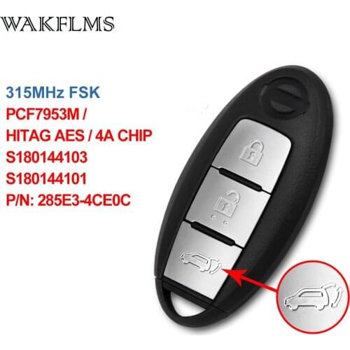 3 buttons Smart Car key 315MHz For Nissan Xtrail X-Trail Rogue 2014 2015 2016 2017 S180144103 S180144101