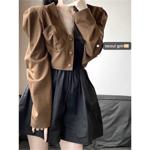 Korobov Korean Coats and Dress Women Suits Vintage Streetwear Harajuku 2 Pieces Sets Autumn New Japanese Style Sets