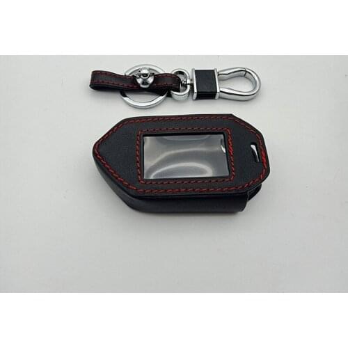 2-Way LCD Keychain Remote Leather Case Cover for Car Alarm System Sher-khan Mobicar A Mobicar B Key Protect Shell