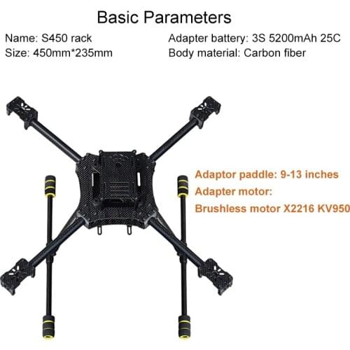 MIZEKONDA Aerial Camera S450 Pure Carbon Fiber FPV Four-Axis Drone Multi-Rotor Rack Coach Rack Carbon Fiber 3K Composite Frame