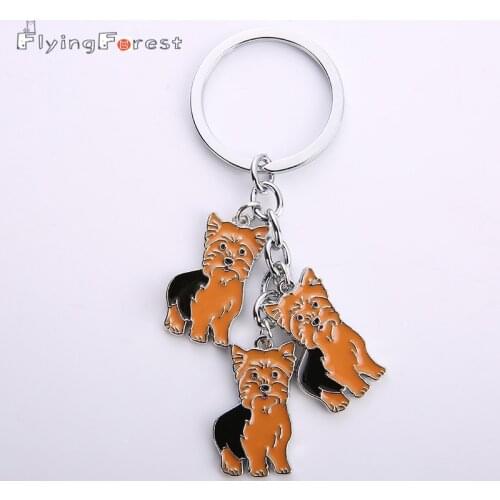 Fashion Jewelry Pet Dog Key Chains Yorkshire Bag Charm Pendant Key Ring Car Bag Key Ring Keychain Best Gifts Gift