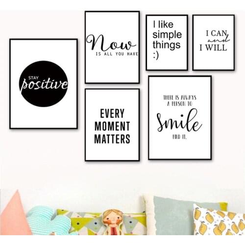 Black White Love Smile Quote Motivational Wall Art Canvas Poster And Prints Education Modular Picture Painting Home wall Decor