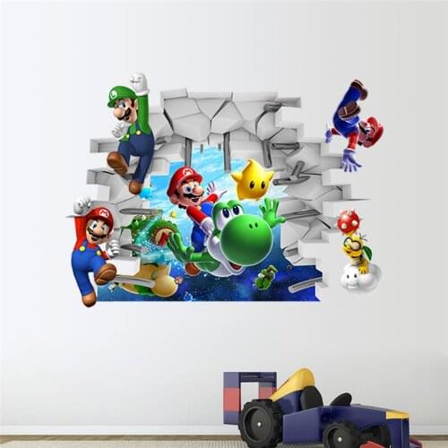 Cartoon Super Mario Wall Stickers For Kids Room Home Decoration Boys Wall Decals 3d Pvc Mural Art Classical Game Posters