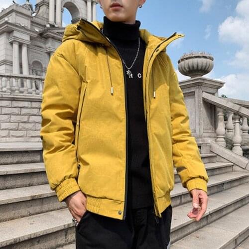 Mens Jacket Fashion New Autumn and Winter Casual Cotton-padded Jacket Korean Style Trendy Brand Hooded Top Trend Slim Wild