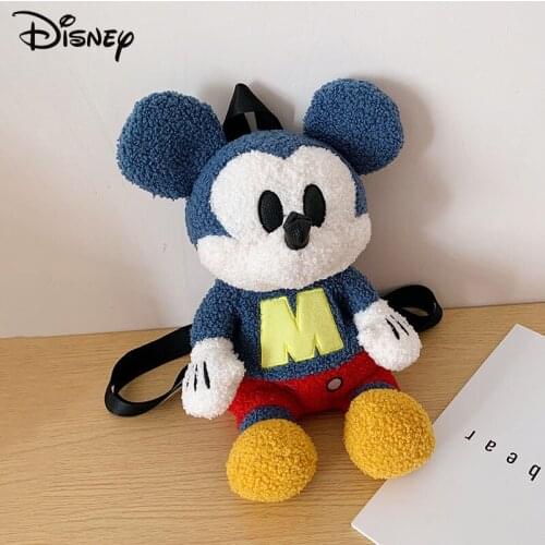 Disney Mickey Mouse Stuffed Plush Cute Toy Fashion Children Cartoon Shoulder Bag Kawaii Backpack Decoration Doll Gift For Girls