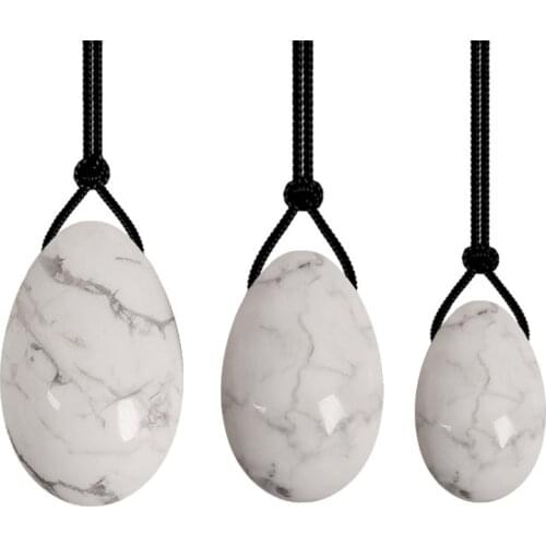 3pc Yoni Egg Set Natural White Howlite Vaginal Tightening Natural Jade Yoni Eggs Kegel Exerciser Maternity Vaginal Massage Ball