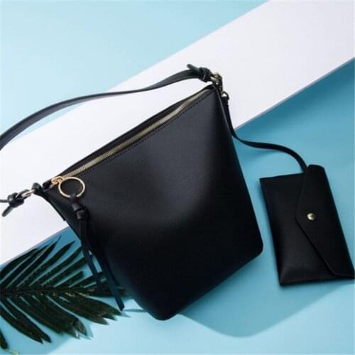 Women Bags Set Solid Bucket Leather Crossbody Bags For Women Soft Lady Handbag shoulder bags