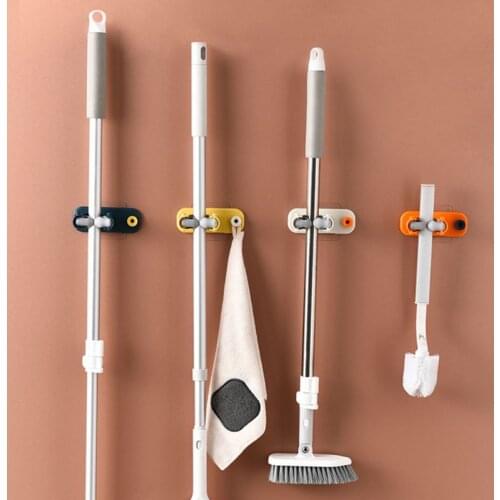 Wall Mounted Mop Holder Bathroom Shelf Organizer Brush Broom Hook Hanger Home Storage Rack Household Tools