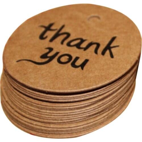 New 100pcs/lot Kraft Round Thank You Paper Tag Kraft Paper Hang Tag For Gifts Crafts Price Tags