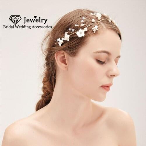 CC Flower Shape Hairbands Wedding Hair Accessories for Women Engagement Jewelry Bridal Headdress Simple Design Headbands HS148