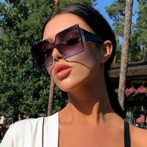 Classic Oversized Square Sunglasses Women 2021 New Fashion Blue Sun Glasses Female Gradient Vintage Big Shades Sunglass UV400