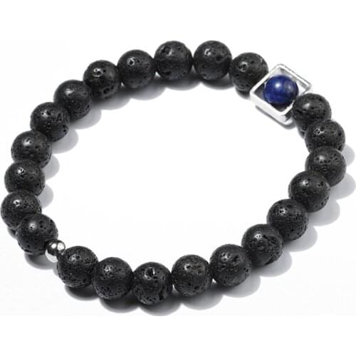 Wholesale natural lava stone and lapis lazuli Simple Bracelets beads bracelet for jewelry gift