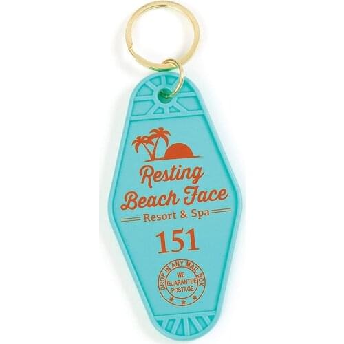 Resting Beach Face Motel Style Keychain in Blue Summer 2020 Resort & Spa Classic Retro Hotel Key Tags