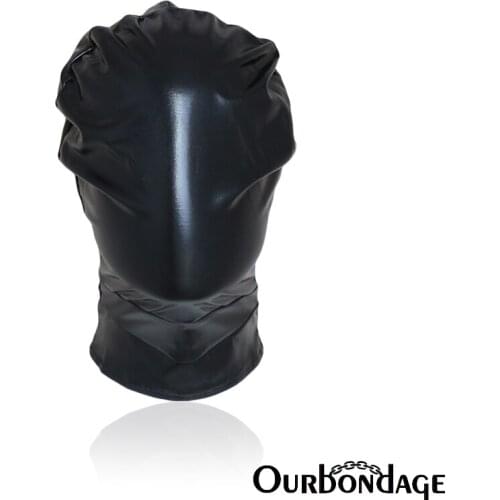 Ourbondage 2 Color Sheeny PU Leather Head Restraints Harness Fully Hood Bondage BDSM Costume for Men Women Sex Toys