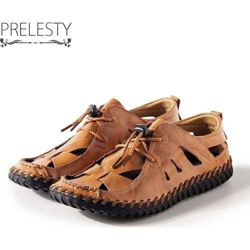 Prelesty Summer Handmade Men Sandals Elastic Band Roman Style Fashion Noverty Slippers Breathable Vintage Shoes Dropshipping