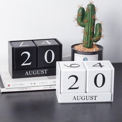 Simple modern wooden calendar black and white office decorations home living room desktop small gifts student decoration texture