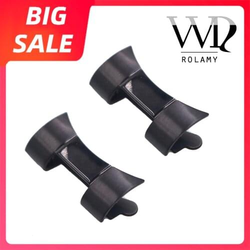 Rolamy 19 20mm Top 316L Stainless Steel Silver Watch Band Bracelet Middle polished Curved end Watch Parts 2pcs for Rolex Oyster