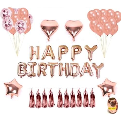 Rose Gold Heart-shaped Balloon Foil Champagne Balloon Set Wedding Room Birthday Balloon Celebration Balloon Party Decoration