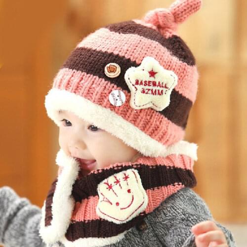 Baby Boys Girls Hat and scarf Kids Warm Ear Protection Baby Hat Warm Plush Cotton Cap Outdoor Lei Feng Cap Autumn Winter Gifts