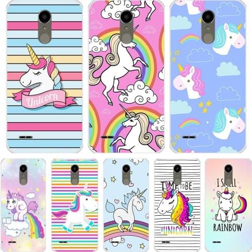 Phone Case Silicone For LG K10 2017 Cute Rainbow Unicorn Back Cover For LG K 10 2017 Cases