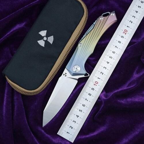 LEMIFSHE JK3287 Flipper D2 steel blade Titanium handle outdoor camping hunting pocket kitchen fruit folding knife EDC tool