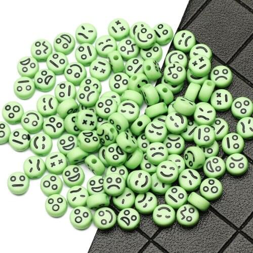 Mix Green Round Mood Pattern Acrylic Spacer Beads 4x7mm Loose Beads For Diy Jewelry Making Charm Jewelry Accessories 100-500pcs