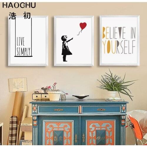 HAOCHU Modern Minimalist Typography Motivitional Life Quotes Believe In Yourself Prints Canvas Painting Wall Picture Home Decor
