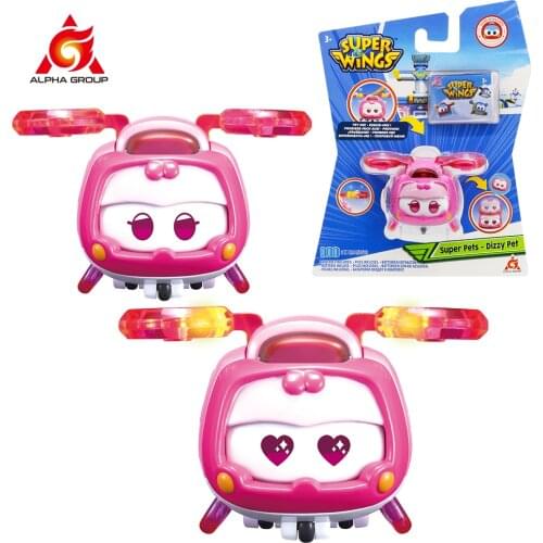 Super Wings Super Pets Push button for Change expressions With lights Mini Transforming Action Figures Toys For Children Gifts