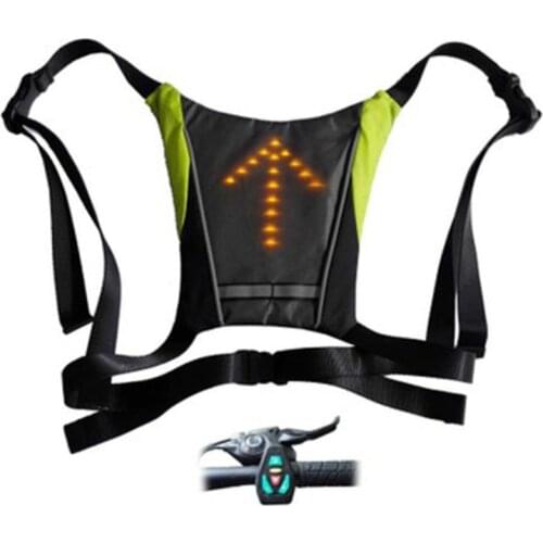 LED Bike Light USB Rechargeable Cycling Vest Direction Indicator Reflective Backpack Flashing Remote Control Outdoor