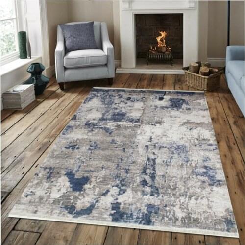 Fresco Collection Cream-Navy Blue, Modern Pattern living room/bedroom/dining room/Study/kitchen