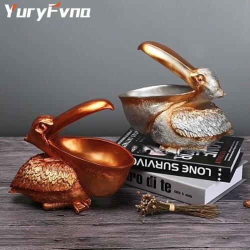 YuryFvna Creative Home Resin Toucan Sculpture Figurine Bird Statue Keys Cosmetic Storage Container Decorative Crafts Home Decor