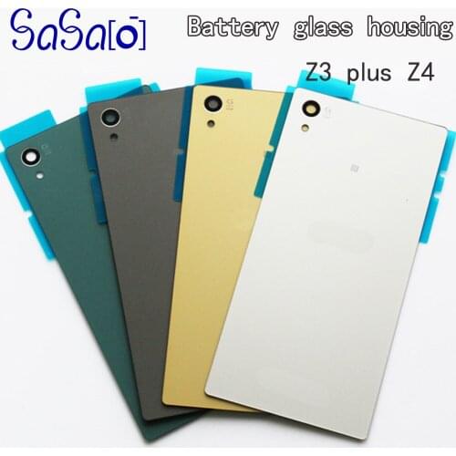 Back Glass Battery Cover Replacement For Sony Xperia Z4 Z3+ Z3 Plus E6553 Battery Back Door Cover Case Housing 50pcs/lot