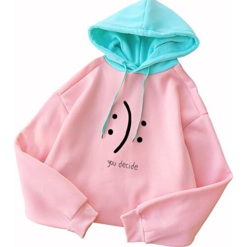 Autumn Winter New Lovely Printed Pullovers 2018 Women Long Sleeve Casual Harajuku Kawaii Spell Color Thicken Hoodies Sweatshirts