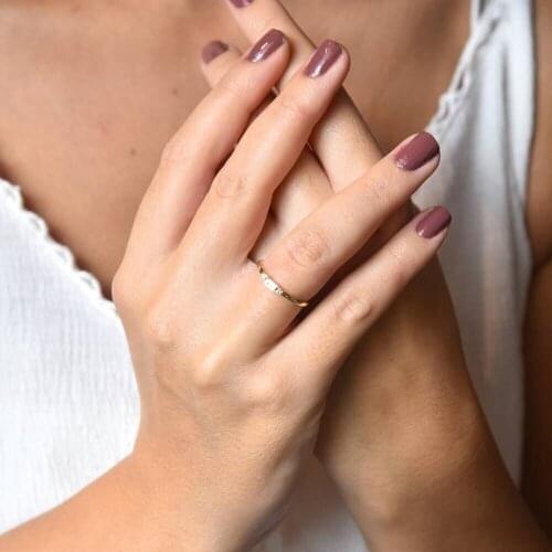 SembolGold Yellow Gold Baguette Ring Jewelry Wedding Accessories Opening Ring Simple